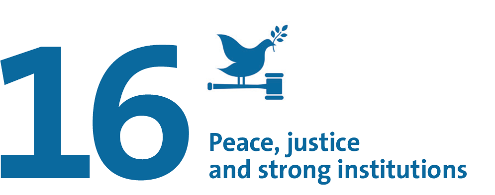 SDG 16:Peace, justice and strong institutions.